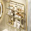 Acrylic Bathroom Shelf Free Punch Washstand Wall Cosmetic Light Luxury Bathroom Multi-layer Gold Storage Shelf Accessories 6