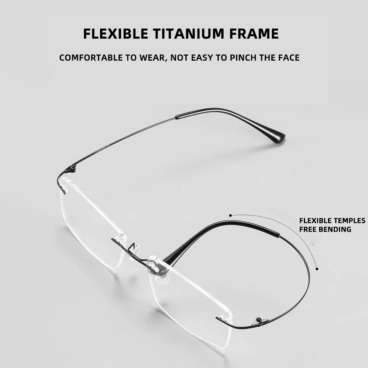 Titanium Reading Glasses Men Without Frame Magnifying Presbyopic Anti Blue Light Rimless Glasses reading glasses