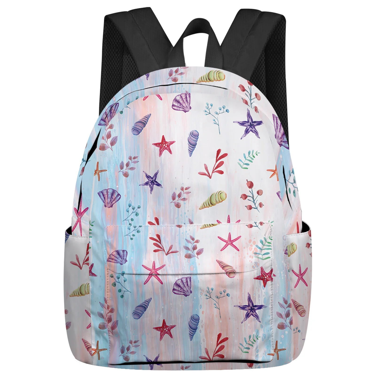 

Flowers Leaves Gradual Shell Starfish Backpacks Custom Student School Bags Laptop Backpack Men Women Female Travel Mochila