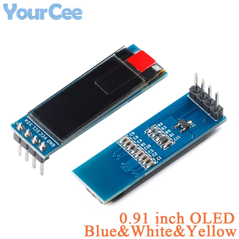 

0.91 Inch 0.91" White Blue Yellow 128X32 OLED LCD LED SSD1306 Display Module IIC I2C Communicate for Ardunio