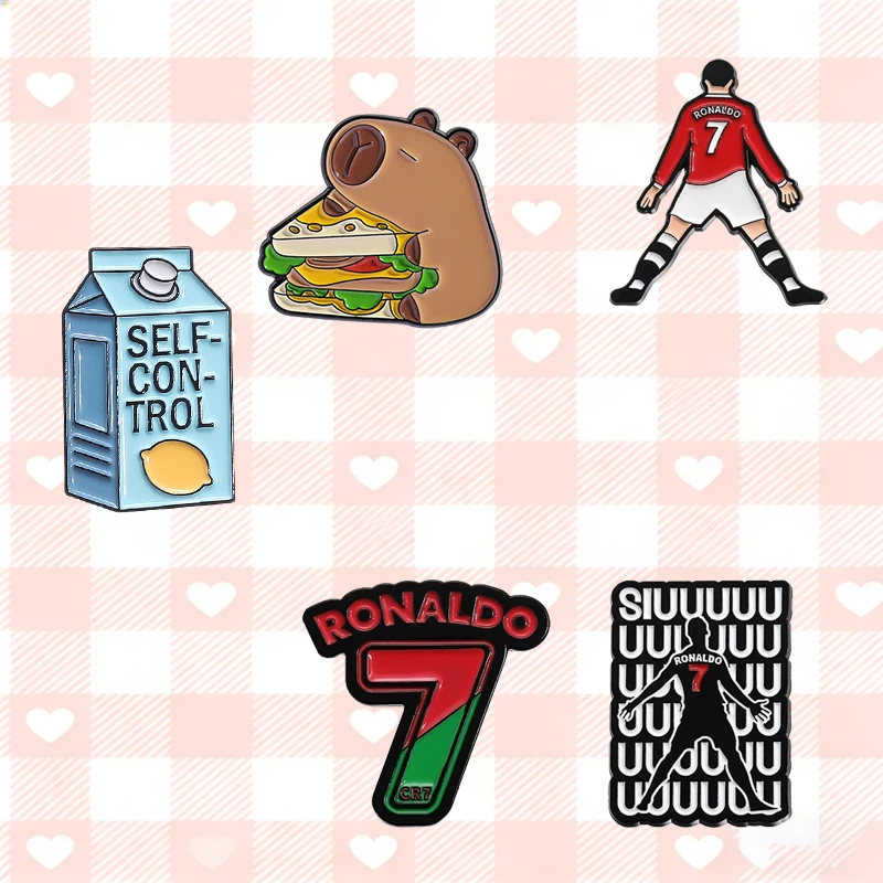 Fashion 3Pcs World Cup Soccer Player Metal Enamel Badge Set Football Athlete Lapel Pin Decor for Daily Clothes Bag Hat Backpack