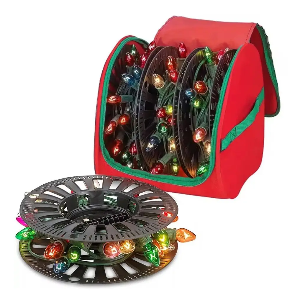 Cloth Christmas LED Light Storage Bag Red Large Capacity Holiday Light Organizer Waterproof Tear-resistant Christmas Storage Bag