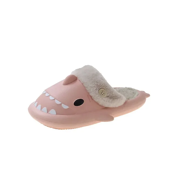 Shark Cotton Slippers Woman Waterproof Winter Indoor Non-slip Slides Plush Warm Couple Home Sandals Flat Shoe Shark Flip Flops 6