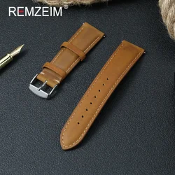 Vintage Crazy Horse Leather Wristwatch Band - Brown, Green, Blue, High - Quality Quick Release Strap - 22mm (Yellow Brown)