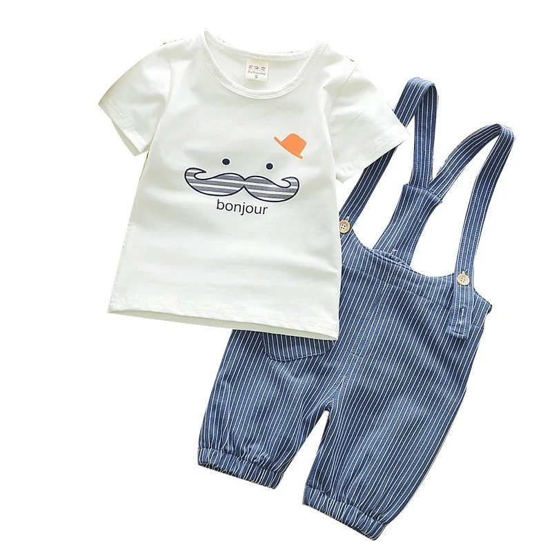 

New Summer Children Outfits Baby Girls Clothes Suit Boys Casual T-Shirt Overalls 2Pcs/Set Toddler Sports Costume Kids Tracksuits