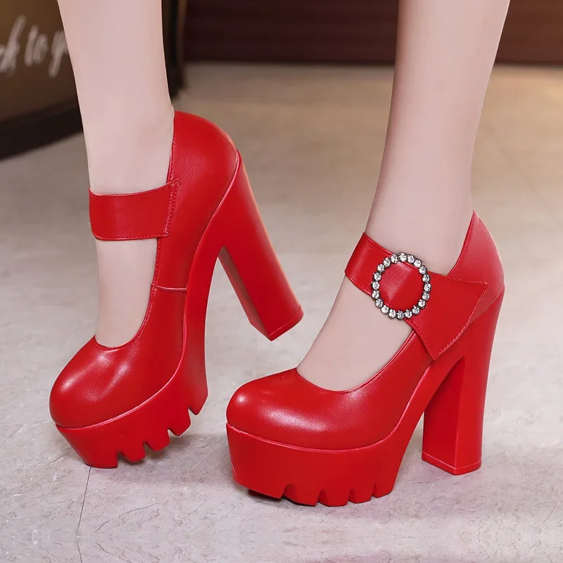 

Pumps Women Single Shoes 13cm High Heels Female Thick with Waterproof Platform Autumn Sexy Super High Heel Black Women's Shoes