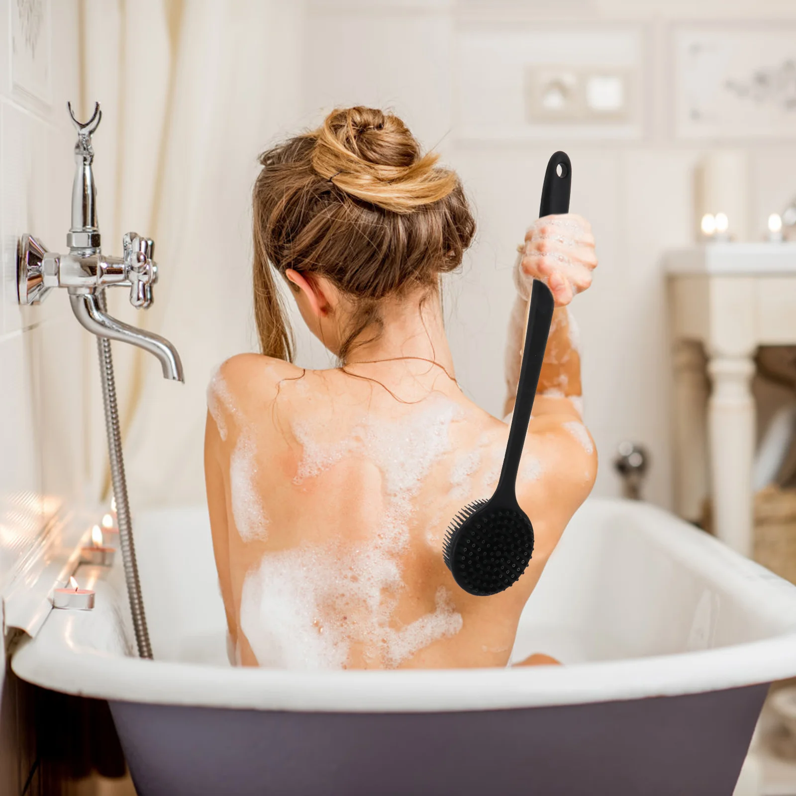 

Brush Mens Body Scrubber Body Lotion Shower Silicone Bath Handle Exfoliating Brushes Long Bathing Exfoliator Scalp Dry