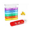 Portable English Plastic Pill Box Organizer, Travel Pill Organizer, Everyday Portable Pill Box, Daily Pill Box with Vitamins, 3