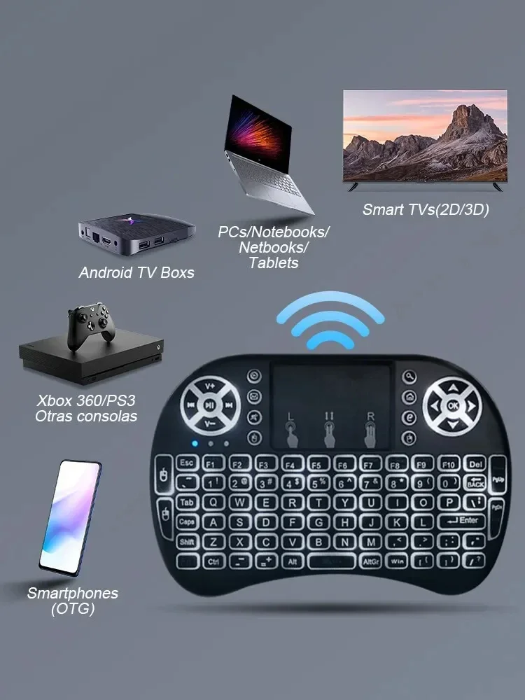 Backlit Mini Wireless For Laptop PC Touchpad Colorful Remote Control Mouse Keyboard Dry Battery/lithium Battery_voghion.com