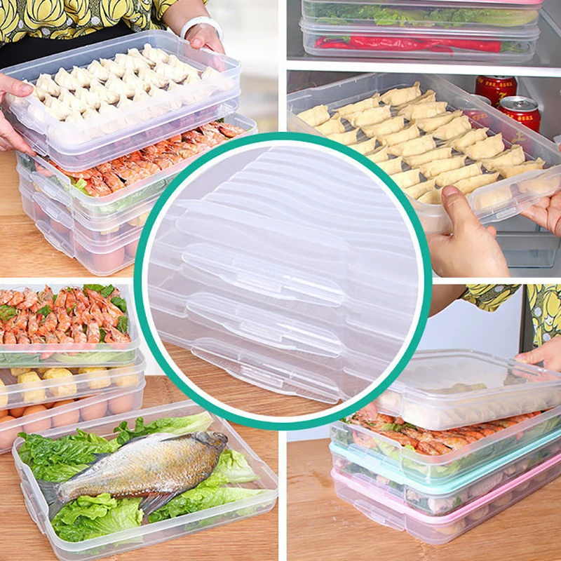 Kitchen Organizer Dumpling Box Food Storage Container Refrigerator Keep Fresh Storage Box Multi-Layer Transparent Dumpling Box 5