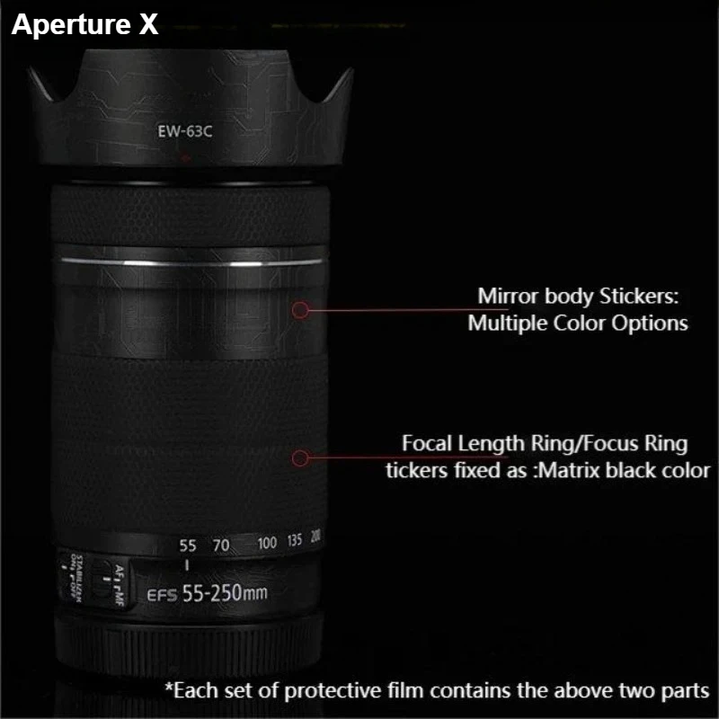 캐논 EF-S 55-250mm F4-5.6 IS STM 렌즈용 데칼 스킨 캐논 55-250 F4-5.6 렌즈 스티커 EFS55250 랩 커버