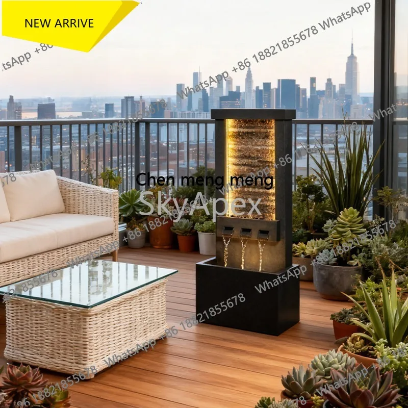 야외 마당 바닥부터 천장까지 닿는 행운의 물 커튼 월 흐르는 물 순환 분수 집들..