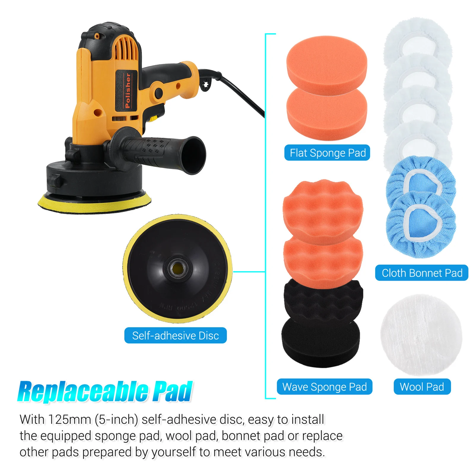 Kit Lucidatrice Per Auto Elettrica Da 5 Pollici 700 W Buffer Per - Foto 7