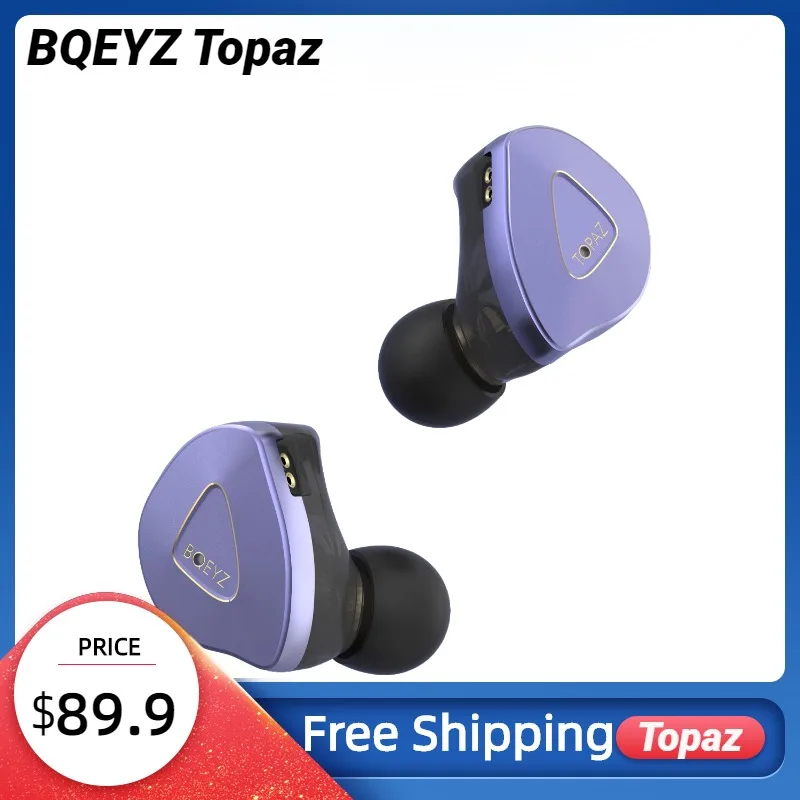 

BQEYZ Topaz внутриканальный монитор динамические пьезоэлектронные драйверы наушники со сменным кабелем 0,78