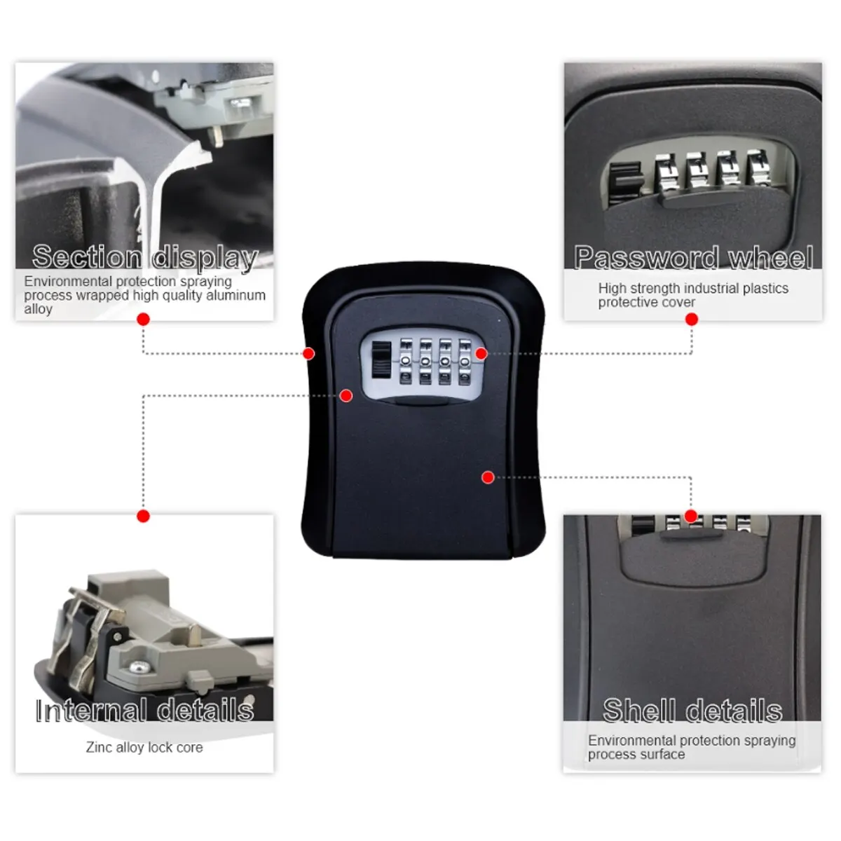 Key Lock Box FULL ZINK Durable Large Resettable Combination Wall Mount Lockbox Waterproof Security Box Indoor and Outdoor Use