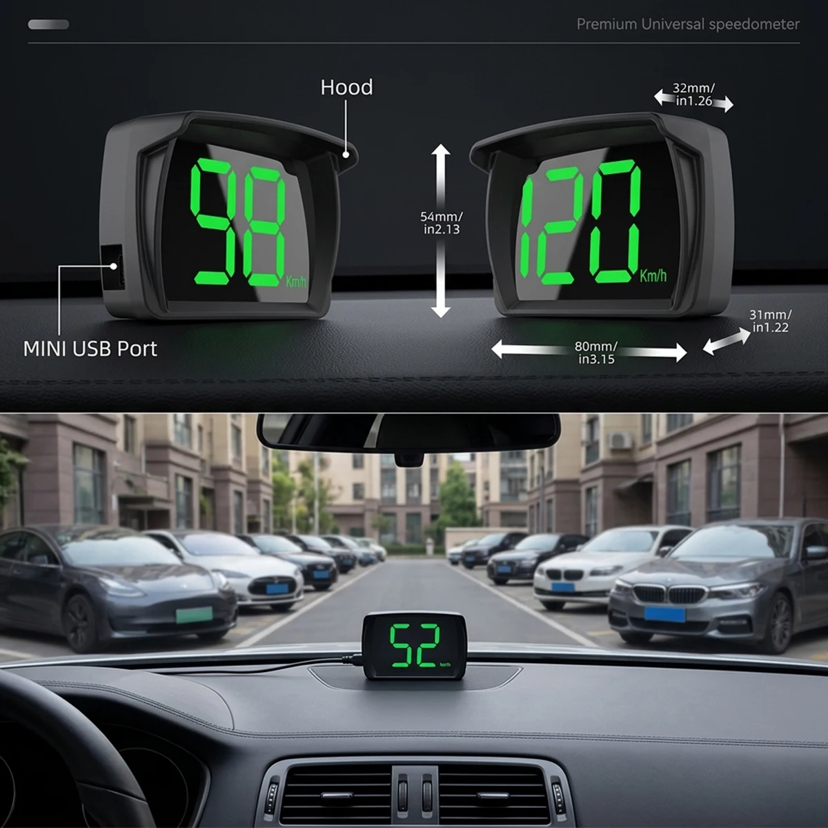 Display HUD per Auto, Tachimetro Digitale GPS MPH, Display LED ad Alta Definizione con Caratteri Grandi per Auto, SUV e Moto - immagine 5