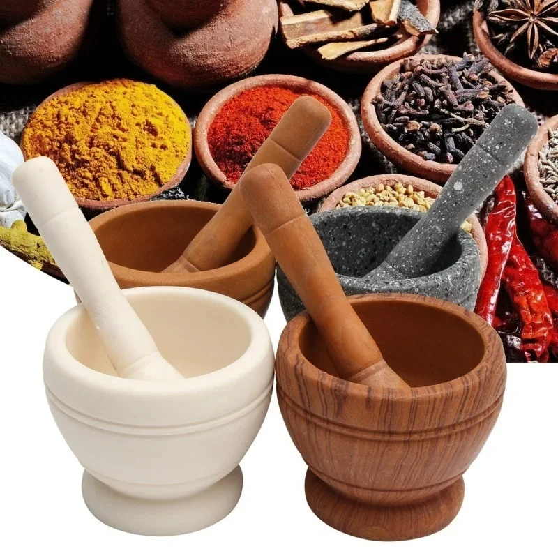 Resin Mortar Pestle Set Garlic Herb Spice Mixing Grinding Crusher Bowl Restaurant Kitchen Manual Crush and Grinding Tools