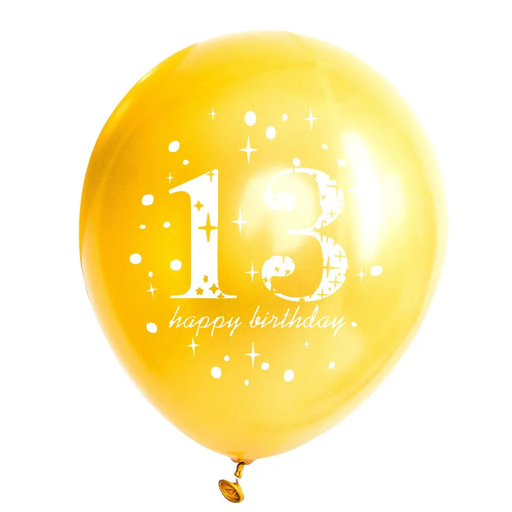 15 teile/satz 13. Alles Gute Zum Geburtstag Ballon Dekor Gold Silber Konfetti Latex Ballons für 13 Jahre Alt Geburtstag Feiern Dekoration – Detail 3