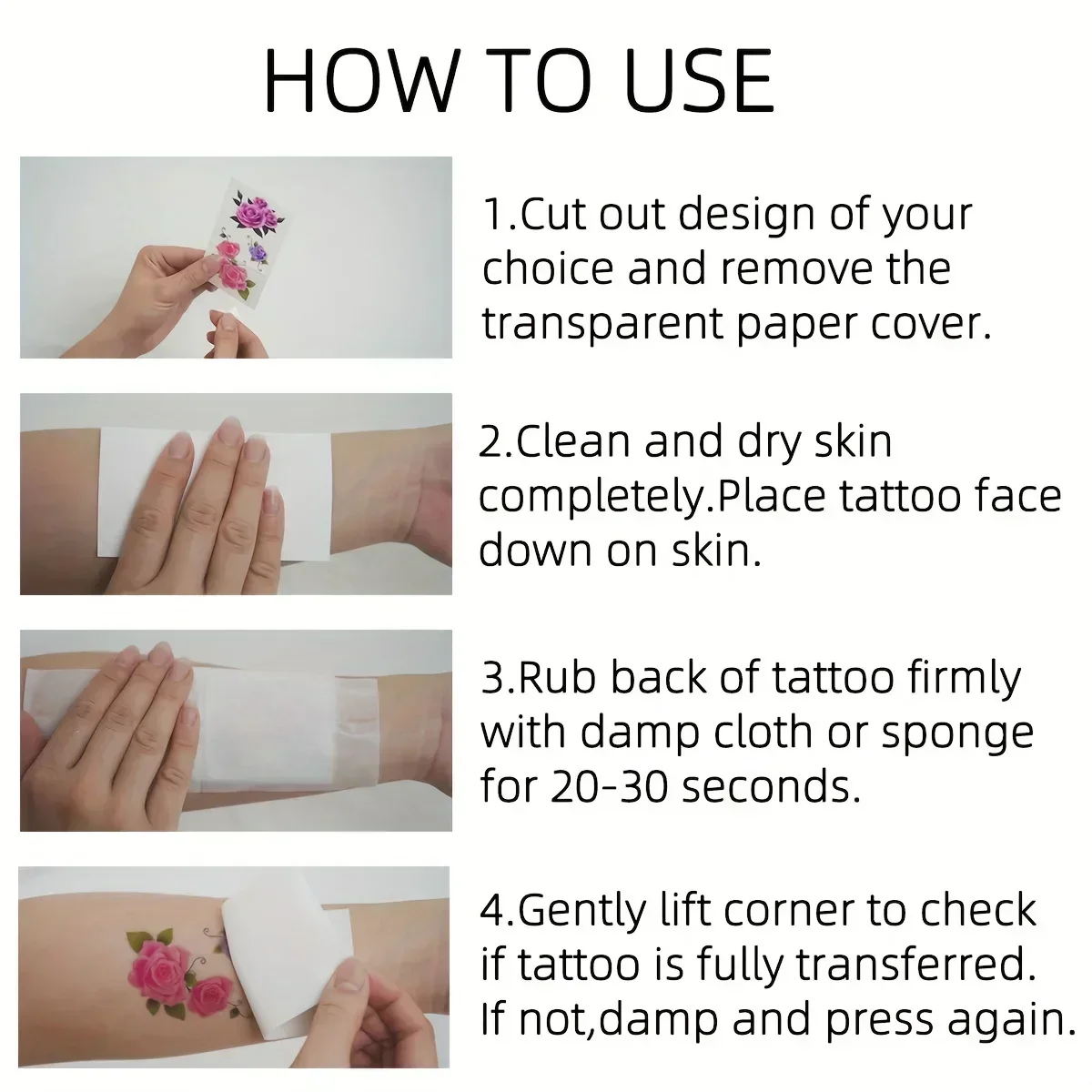 60pcs/set Disposable Cartoon Tattoo Waterproof Black Butterfly Sample Line Painting Dolphin Cat Bear Transfer Temporary Tattoos