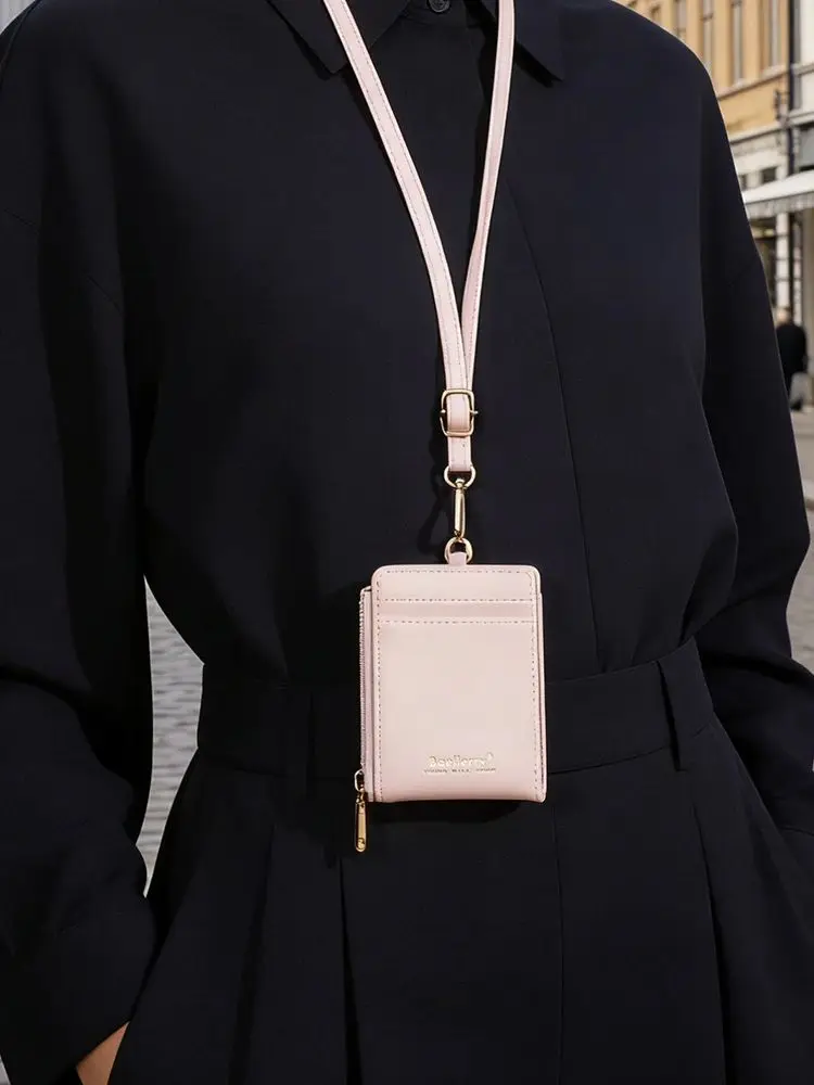 1 Stück funktioneller Handy-Kartenhalter, Ausweishalter aus PU-Leder, verstellbarer und am Hals tragbarer kompakter Kartenhalter für Frauen, tragbarer Anti-Diebstahl-Kartenhalter – Detail 7