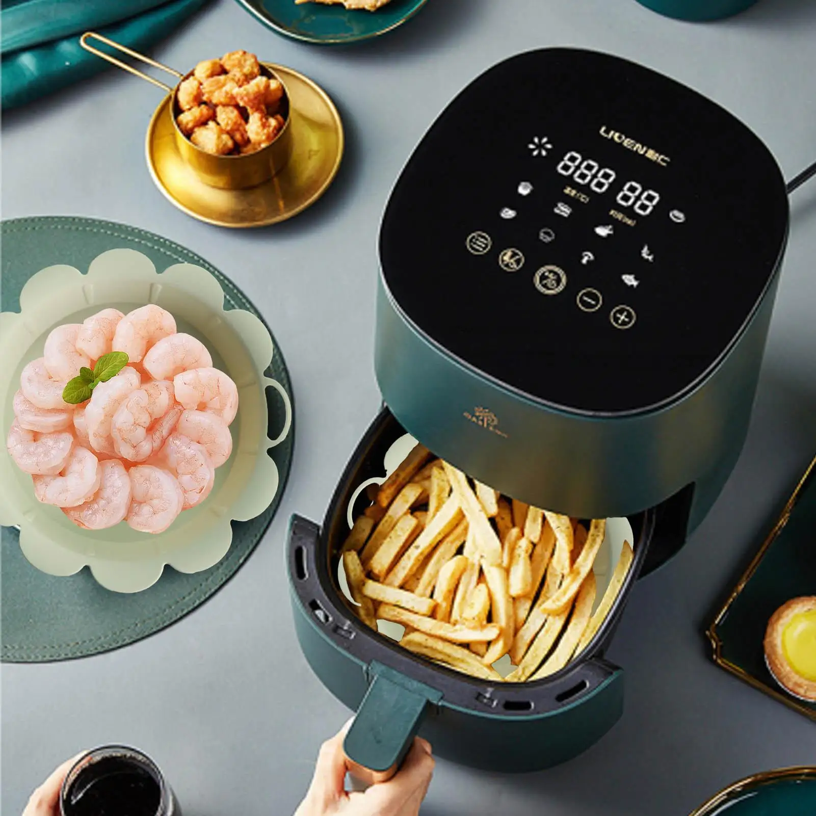 Air Fryer Silicone Mold Pot Kitchen Bar Accessories Oven Baking Tray