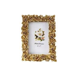 Romantic Gold European - Style Rose Edged Photo Frame Ornament (M - Rose photo frame)