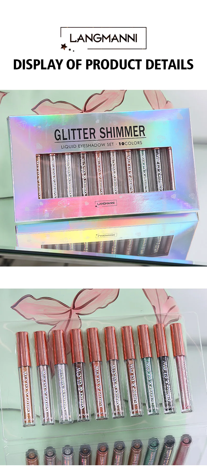 10-Piece Diamond Glitter Liquid Eyeshadow Set, Long-Lasting Shimmer, High-Pigment Sparkling Eye Makeup, Perfect for Glamorous