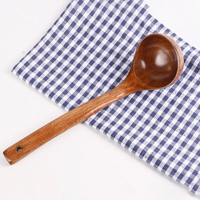 Wooden cooking spoon 1PC Wooden Large Capacity Soup Spoon Kitchen Use Handle High Temperature Cooking Convenient Durable