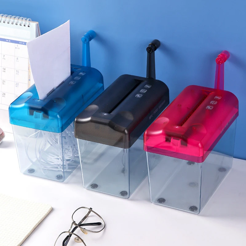 One Piece Office Manual Shredder Household Small Mini Paper Shredder Tool Hand Cranked A6 File Shredder 2