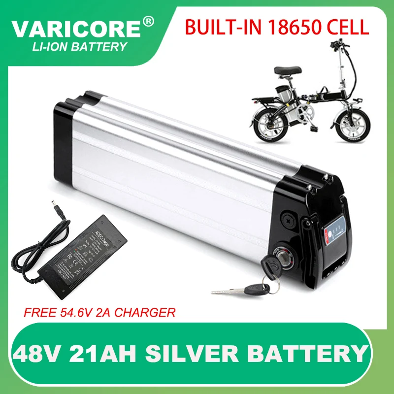 48V 21Ah 15ah 12ah 18650 e Bike Battery Silver fish case 1000W Motor