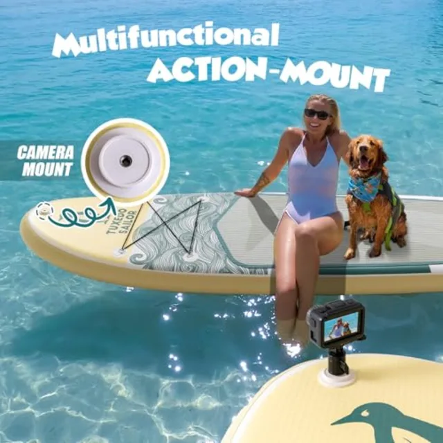 Inflatable Stand Up Paddle Board for adults youth, PVC material, green, 10'6×33×6, includes board, paddle, pump, fins, backpack