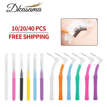 Dkasama 미니 눈썹 브러시, 일회용 눈썹 파마 브러시, 구부릴 수 있는 마이크로 속눈썹 브러시, 속눈썹 익스텐션 메이크업 도구, 10 개, 20 개, 40 개