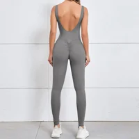 Gym Jumpsuit Woman Padding Sports Overalls for Women Tracksuit Push Up Sport Set Yoga Clothing 2025 Gray Black Red Coffee Navy - Image 3