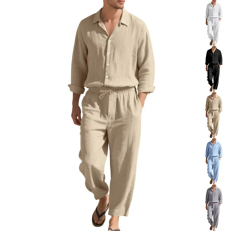 Fashionable Men's Spring-Autumn Casual Set - Cardigan Long-Sleeve Two-Piece, Trendy Men's Clothing