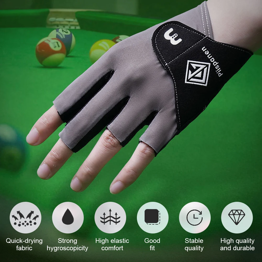 1Pcs Professional Billiard Glove Open 3 Fingers Sports Gloves Billiard Left Hands Anti-Slip Breathable Perspire Women Men Unisex