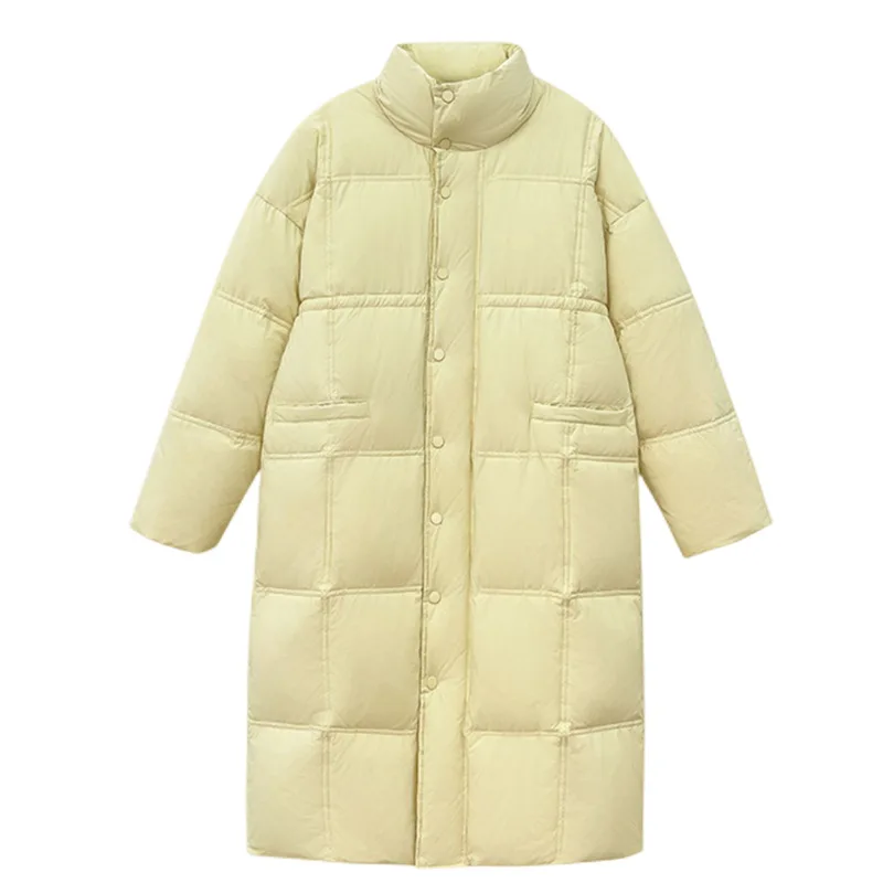Loose All-Matching Down Jacket Women's Mid-Length White Duck down Thick Warm Figure Flattering Winter Coat