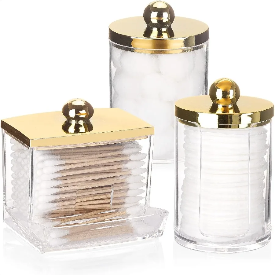 3 Pack Qtips Dispenser Bathroom Organizer Jars