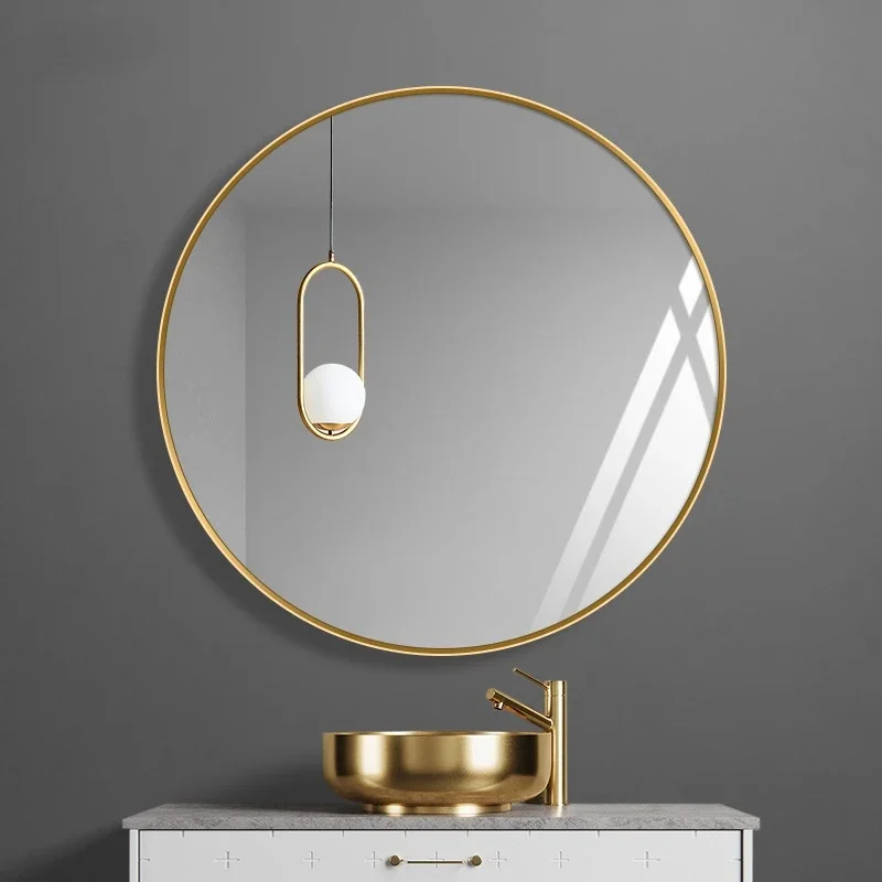 

Luxury Round Bathroom Mirror Wall Hanging Dressing Round Makeup Mirror Decorative Hairdressing Espejo Pared Large Mirrors EB5BM