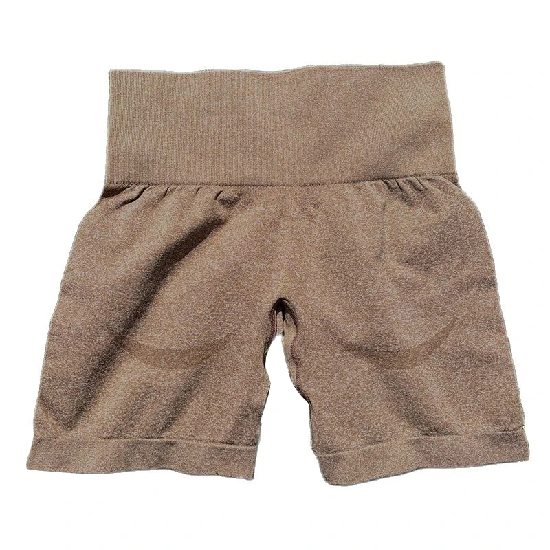 QINSEN Ensemble D'entraînement 2 Pièces Pour Femme, Débardeur Court Côtelé Sans Couture, Short Taille Haute, Tenue De Yoga, Rose Antique