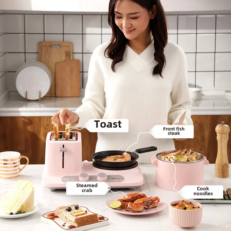 Home breakfast maker, multi-function 3-in-1 small toaster toaster 3