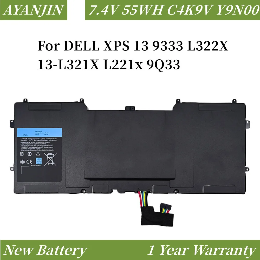 

C4K9V 7.4V 55WH Laptop Battery for DELL XPS 13 9333 L322X 13-L321X L221x 9Q33 3H76R Y9N00 0Y9N00 489XN PKH18 0PKH18