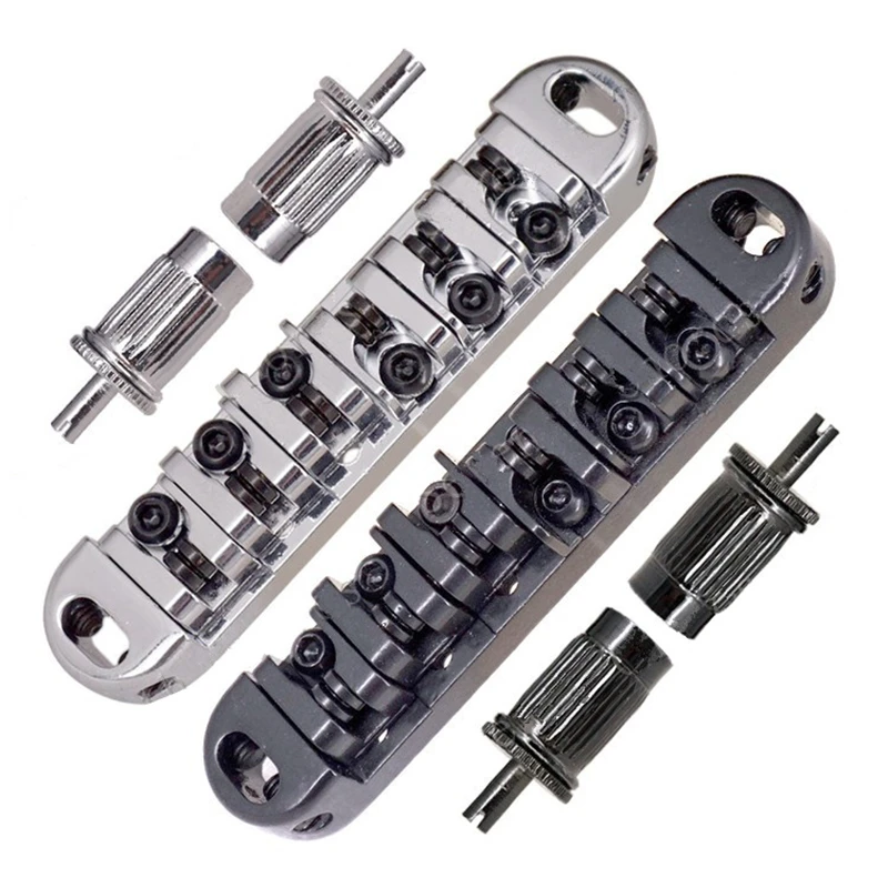 A Set Black Roller Saddle Bridge For Electric Guitar Parts Musical