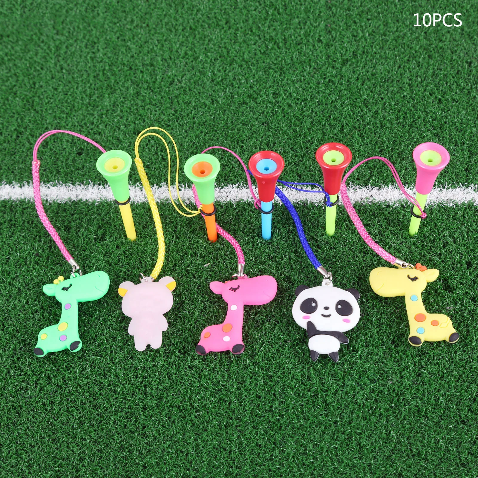 

5Pcs Golf Rubber Tees Golf Ball Holder with Handmade Different Cartoon Pattern Braided Rope Prevent Loss Golf Accessories Gifts
