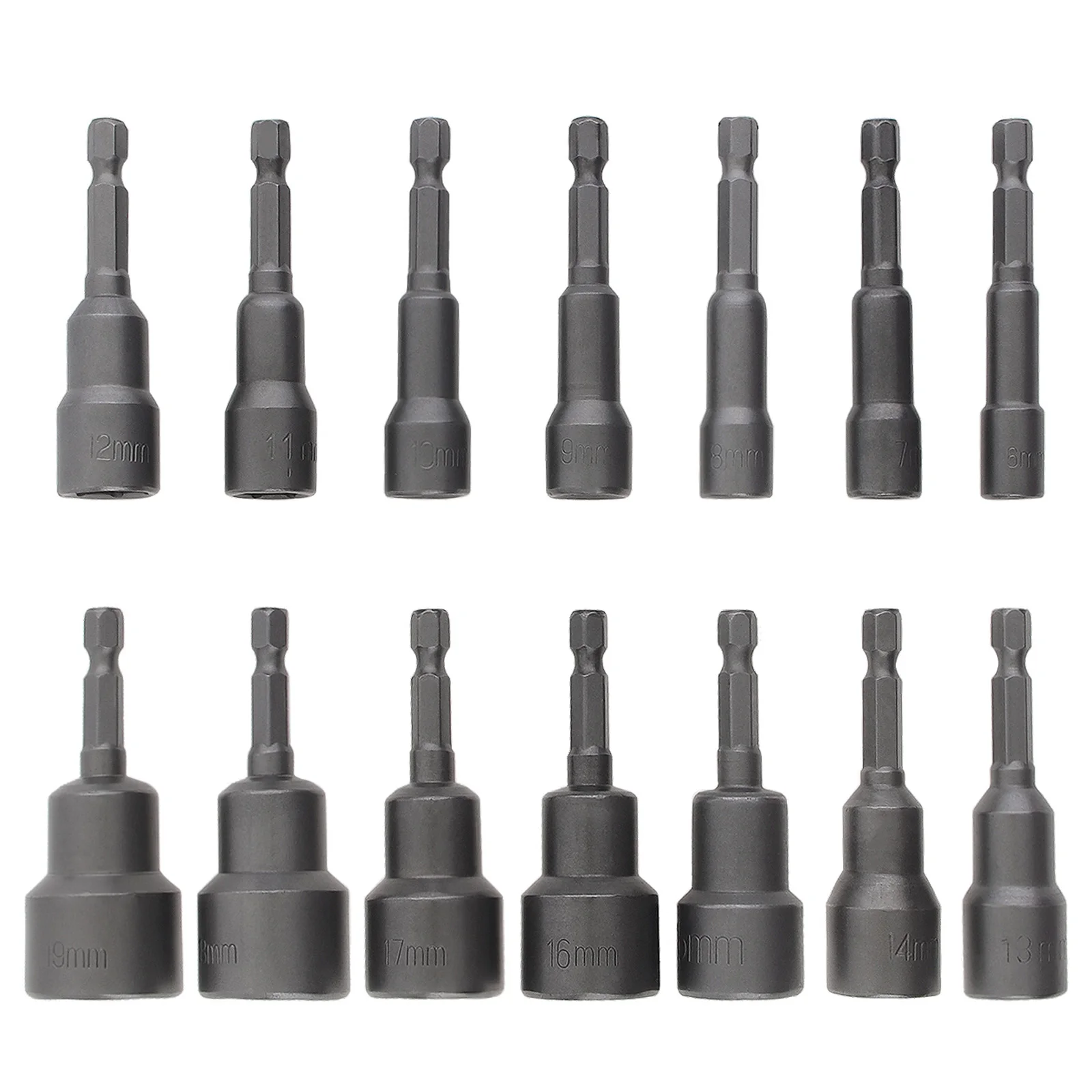 14pcs/set Magnetic Hexagon Socket 6-19mm 1/4-Inch Hex Shank Nut Setter Driver Drill Bits Set for Electric Screwdriver Tools