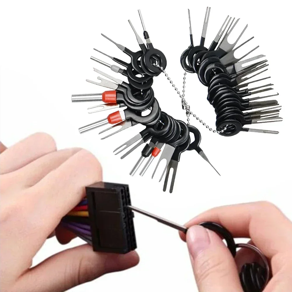 

Remove Tool Auto Car Plug Circuit Board Wire Harness Terminal Removal Tool Pick Connector Crimp Pin Back Needle 11pcs