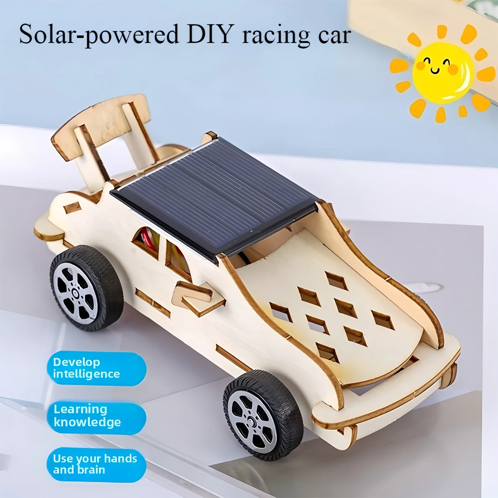 Kit Scientifico Fai Da Te: Auto Solare 3D In Legno - Progetto Per Bambini E Studenti