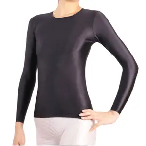 women men Round neck top sports tights long sleeve spandex high stretch custom made