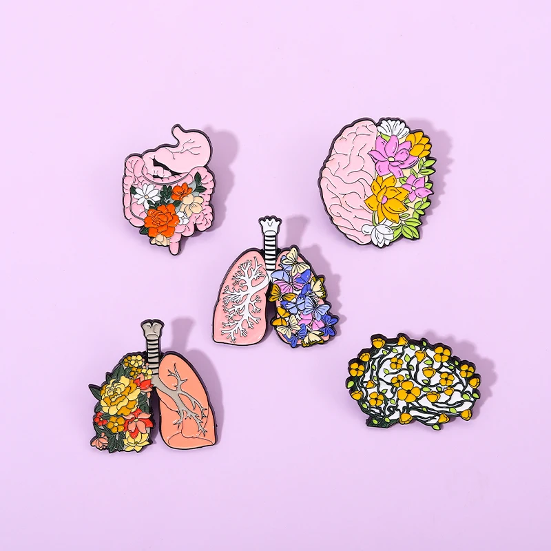 Körper Orgel Gehirn Blume Brosche Design Gefühl Nische Metall Abzeichen Pin Zubehör Student Geschenk Tasche Anhänger Feminismus Schmuck Geschenke – Detail 6