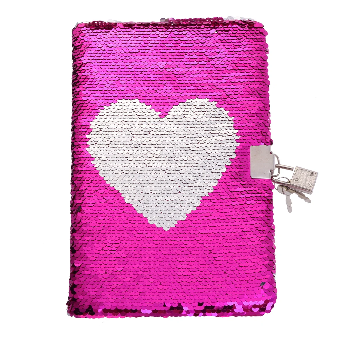 

Colorful Love Heart Notebook Sequin Secret Diary with Lock Reversible Notebook Private Journal Travel Journal Gift for Adults