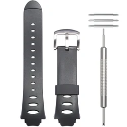 Durable Rubber Strap for Men's Sports Watch Wristband Accessories (Black silver buckle)